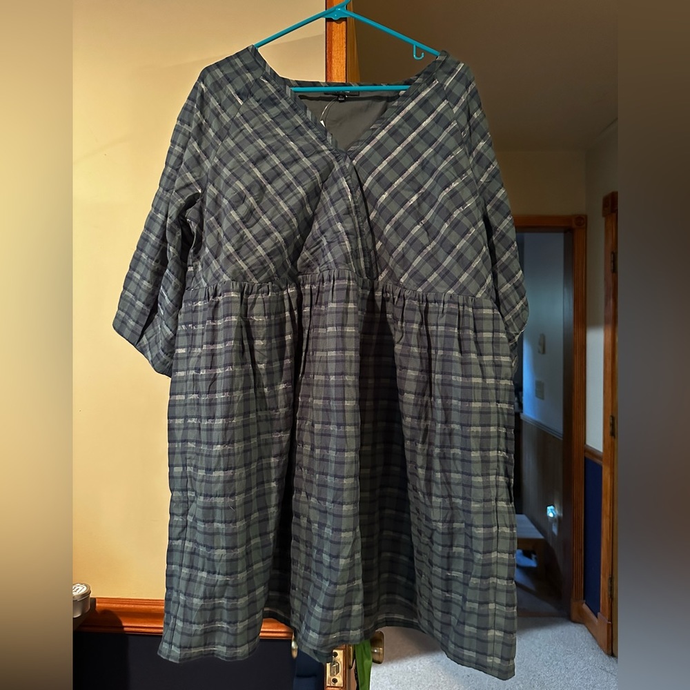 Madewell Puff Sleeve Plaid Mini Dress